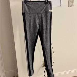 Grey with Black and White Stripe PINK/VS leggings